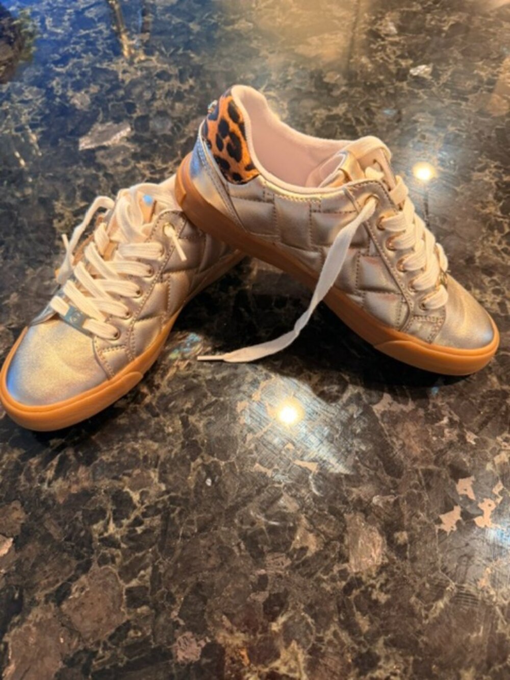 GBG Los Angeles Gold Metallic Leopard Print Sneakers